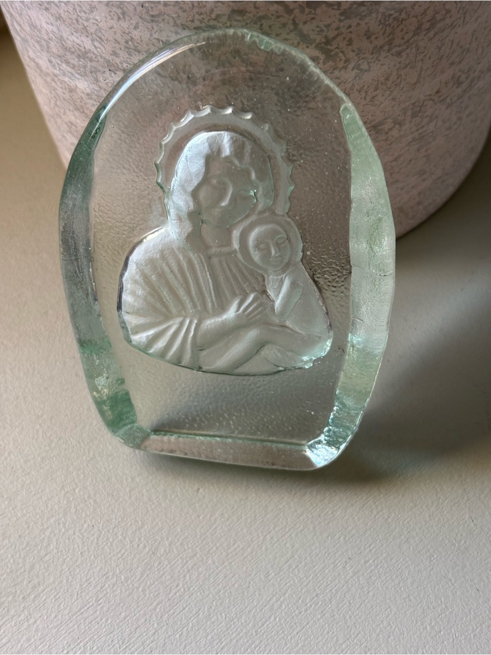 Glass Madonna and Child Decorative Art - Clear